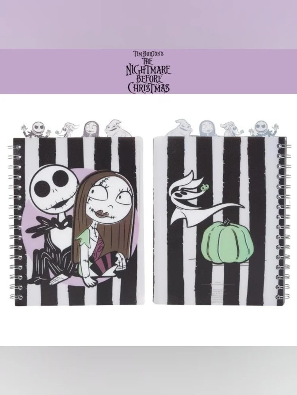 The Nightmare Before Christmas Sally & Jack Spiral Notebook - Purple